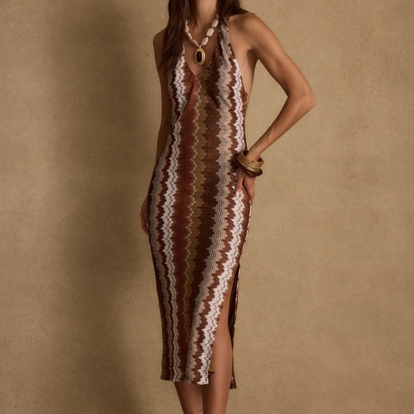 NWT 12th Tribe Arista Chevron Halter Maxi Dress - Picture 1 of 12